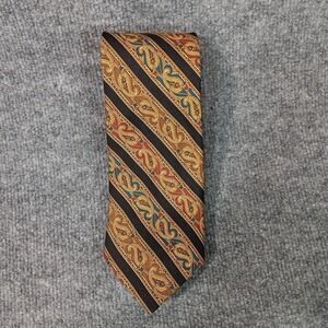 Nicola Ferri Silk Tie Made In Italy 100% Silk Necktie Paisley Black Stripes